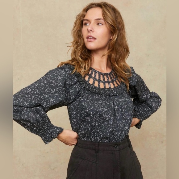 Christy Dawn- The Sydney Blouse in Print Gingko Black. Size M - Picture 2 of 10